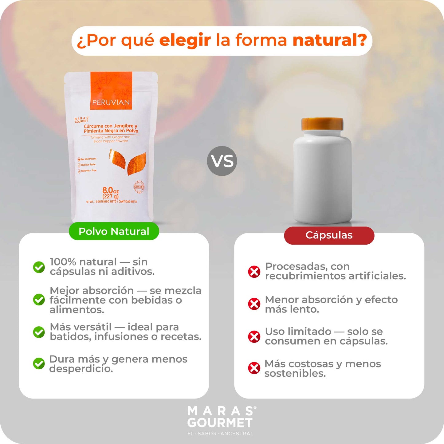 Curcuma con Jengibre y Pimienta Negra – Bolsa x 227 g