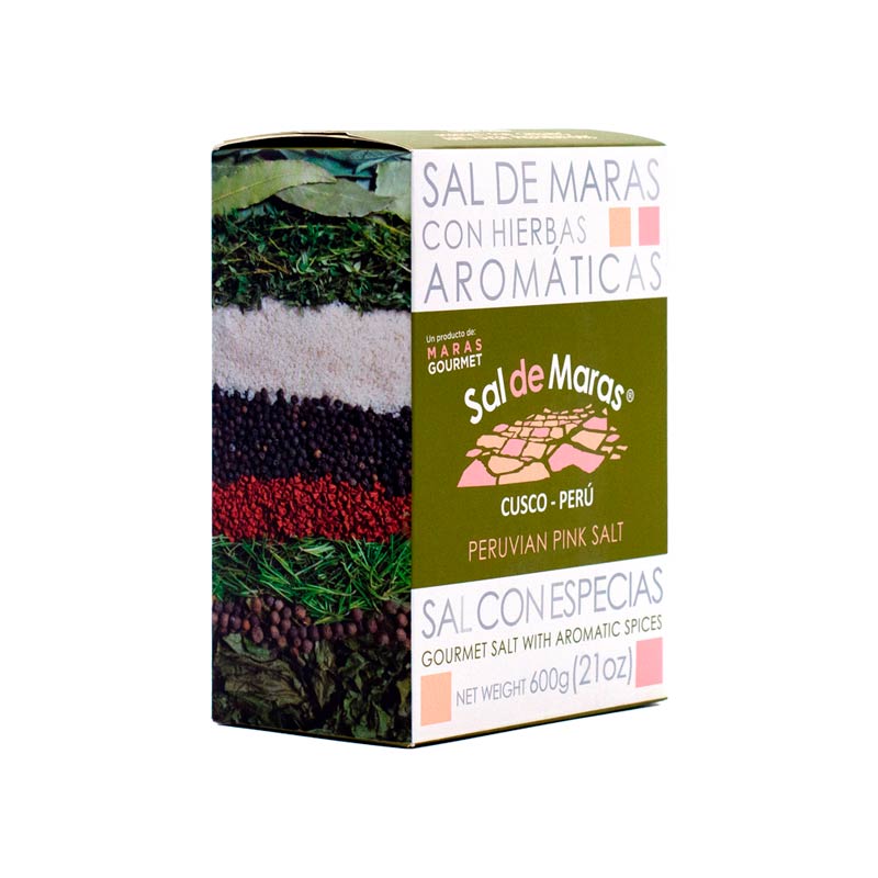 Sal Rosada de Maras con especias – Caja Cartón 600g